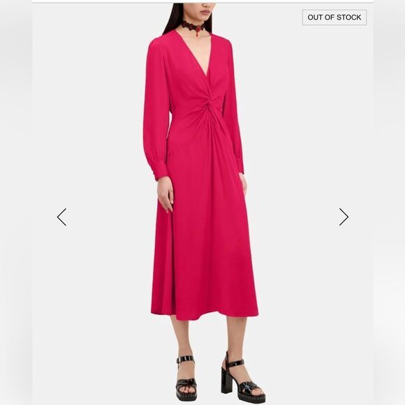$415 The Kooples LONG RED DRESS WITH BOW NWT - Picture 4 of 11